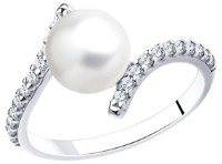 Inel din argint cu perlă și zirconii Diamant 94-310-01118-1 s.17,5 2,09g
