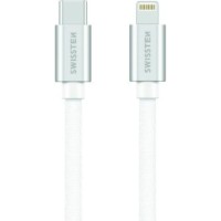 Cablu USB Swissten Textile USB-C to Lightning MFi 1.2m Silver