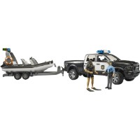 Set de mașini Bruder RAM 2500 Police Truck Boat Trailer