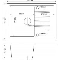 Chiuvetă de bucătărie Granitan CALYPSO 680x490mm Beige imaginea #2 — magazin online Desire.md