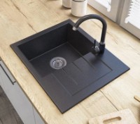 Chiuvetă de bucătărie Granitan MILANO 574x464mm Black dappled imaginea #3 — magazin online Desire.md