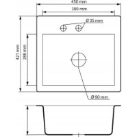 Chiuvetă de bucătărie Granitan MINI 450x421mm White imaginea #2 — magazin online Desire.md