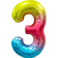 Воздушный шар Meshu Number 3 102cm Rainbow (MS_51237)