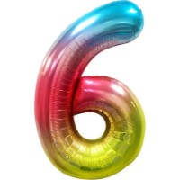 Balon Meshu Number 6 102cm Rainbow (MS_51240)