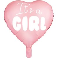 Balon PartyDeco Heart It's a Girl 45cm Light Pink (FB21P-081J)