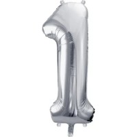 Balon PartyDeco Number 1 86cm Silver (FB1M-1-018)