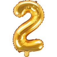Воздушный шар PartyDeco Number 2 Gold 35cm (FB10M-2-019)