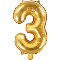 Воздушный шар PartyDeco Number 3 Gold 35cm (FB10M-3-019)
