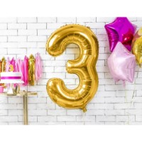 Воздушный шар PartyDeco Number 3 Gold 86cm (FB1M-3-019) фото №2 — интернет-магазин Desire.md