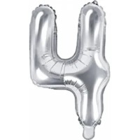 Воздушный шар PartyDeco Number 4 35cm Silver (FB10M-4-018)
