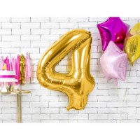 Воздушный шар PartyDeco Number 4 Gold 86cm (FB1M-4-019) фото №2 — интернет-магазин Desire.md