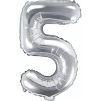 Balon PartyDeco Number 5 35cm Silver (FB10M-5-018)