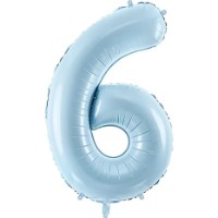 Balon PartyDeco Number 6 72cm Light Blue (FB230P-6-001J)