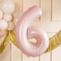 Balon PartyDeco Number 6 72cm Light Pink (FB230P-6-081J) imaginea #2 — magazin online Desire.md