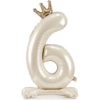 Balon PartyDeco Number 6 84cm Light Cream (FB126S-6-079J)