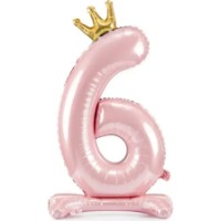 Воздушный шар PartyDeco Number 6 84cm Light Pink (FB126M-6-081J)