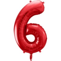 Воздушный шар PartyDeco Number 6 86cm Red (FB1M-6-007)