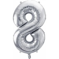 Воздушный шар PartyDeco Number 8 86cm Silver (FB1M-8-018)
