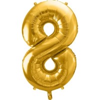 Balon PartyDeco Number 8 Gold 86cm (FB1M-8-019)