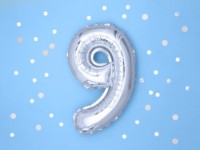 Balon PartyDeco Number 9 35cm Silver (FB10M-9-018) imaginea #2 — magazin online Desire.md