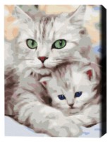 Tablou pe numere Brushme Мама кошка с котенком 40x50cm (BS52689FC)