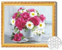 Mozaic cu diamante Art Gallery Premium Bouquet Of Daisies And Peonies 40x50cm (GA84201) 