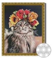 Mozaic cu diamante Art Gallery Premium Cat In A Flower Wreath (QB205734)