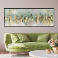 Pictură ArtShop Abstraction With Golden Elements 90x30cm (PA404-L)