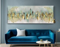 Pictură ArtShop Abstraction With Golden Elements 150x50cm (PA404-XL)