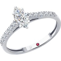 Кольцо из белого золота с рубином и бриллиантом Diamant 52-210-02724-1 s.17 1,9g