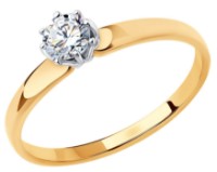 Кольцо из золота с фианитом Sokolov 018493 s.19 1,29g