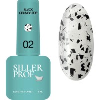 Top pentru gel-lac Siller Black Crumbs Top №2 8ml