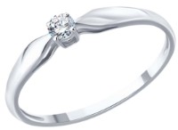 Кольцо из белого золота с бриллиантом Sokolov 1011363 s.15,5 0,85g