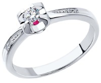 Кольцо из белого золота с бриллиантами и рубином Sokolov 1011744 s.17,5 2,6g