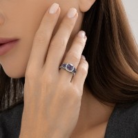 Кольцо из белого золота с бриллиантами и гидротермальными александритами Sokolov 6014406-3 s.18 4,81g фото №5 — интернет-магазин Desire.md