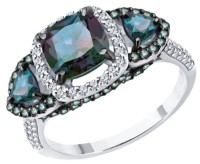 Кольцо из белого золота с бриллиантами и гидротермальными александритами Sokolov 6014406-3 s.18 4,81g