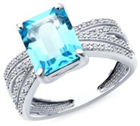 Кольцо из белого золота с бриллиантами и топазом Sokolov 71-00324-3 s.17,5 4,36g