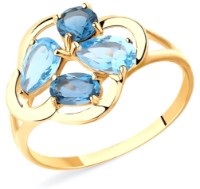 Inel din aur cu topaze albastre Sokolov 715394 s.17 1,72g