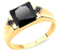 Inel din aur cu onix și zirconii Sokolov 715592 s.21 4,92g