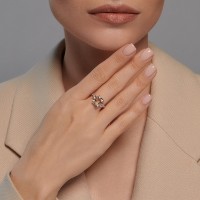 Inel din aur cu praziolit și zirconii Sokolov 716335 s.18 2,68g imaginea #4 — magazin online Desire.md