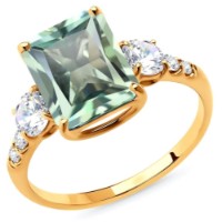 Inel din aur cu praziolit și zirconii Sokolov 716335 s.18 2,68g