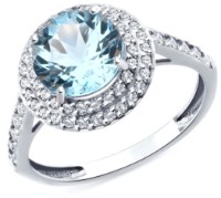 Inel din aur alb cu topaz și zirconii Sokolov 716424-3 s.18 2,9g