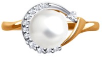 Кольцо из золота с жемчугом и фианитами Sokolov 791149 s.18 1,8g imaginea #2 — magazin online Desire.md