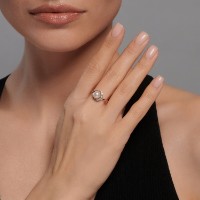 Кольцо из золота с жемчугом и фианитами Sokolov 791149 s.18 1,8g imaginea #3 — magazin online Desire.md