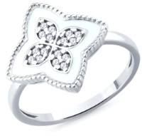 Кольцо из серебра с фианитами и эмалью Sokolov 94014659 s.16,5 2,14gr