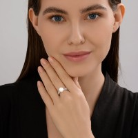 Кольцо из серебра с жемчугом и фианитами Sokolov 94014413 s.18 2,08gr фото №4 — интернет-магазин Desire.md