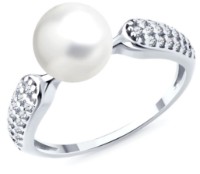 Кольцо из серебра с жемчугом и фианитами Sokolov 94014413 s.18 2,08gr