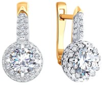 Cercei din aur cu zirconii Sokolov 0200209 3,52g