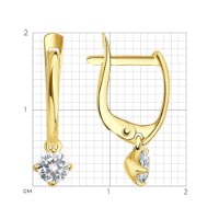 Cercei din aur galben cu zirconii Sokolov 027396-2 1,53g imaginea #3 — magazin online Desire.md