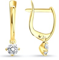 Серьги из желтого золота с фианитами Sokolov 027396-2 1,53g